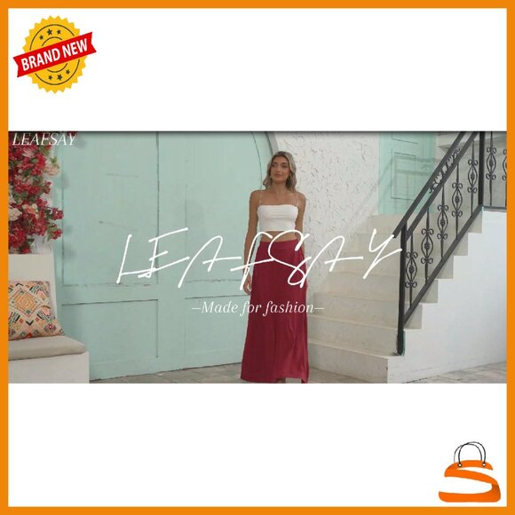 Maxi A-Line Skirt with Pockets, Elastic High Waist, Flowy Casual Style - Picture 5 of 6